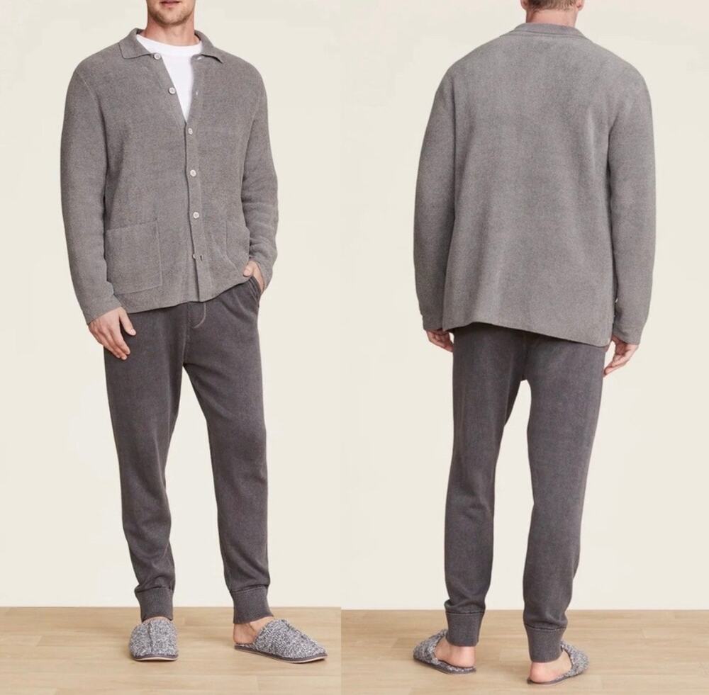 Barefoot Dreams CozyChic Ultra Lite Button Down Cardigan Graphite Men’s XXL